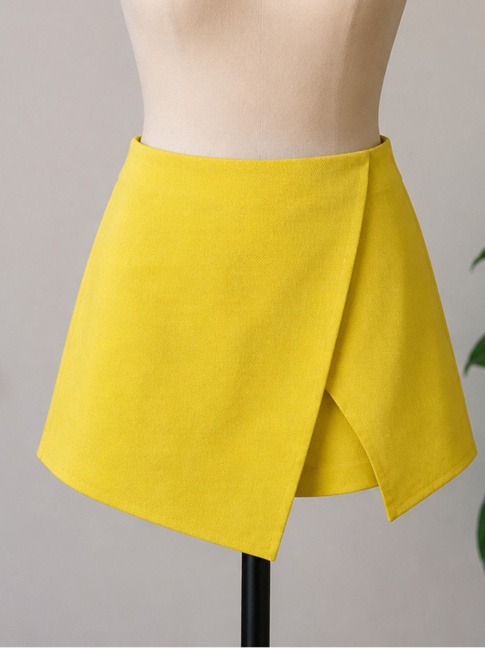 Blaque Label Yellow Wrap-Front Mini Skirt